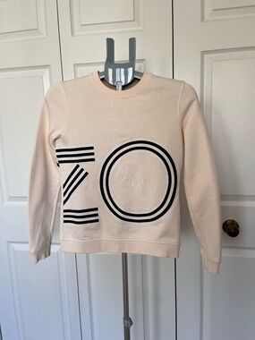 Kenzo Cream Sweatshirt with Black Striped Logo
